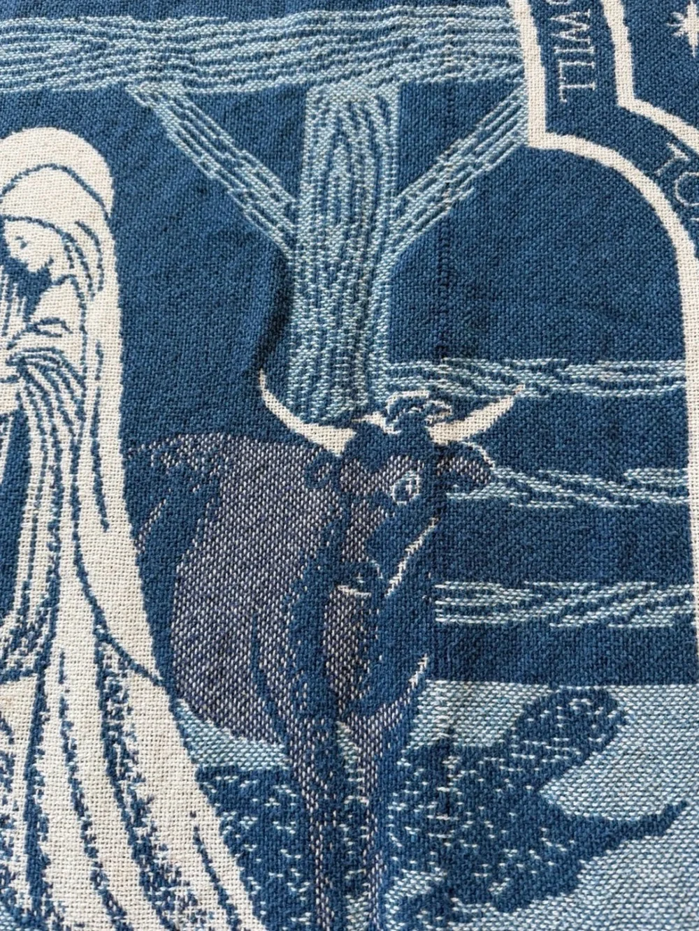Vintage 90s Crown Crafts Nativity Woven Tapestry Throw Blanket Christmas Holiday